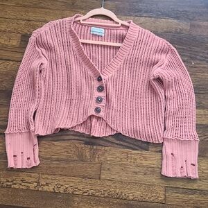 Urban Outfitters Women's Pink Crop Knit Sweater